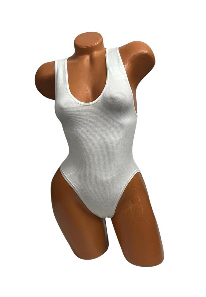 Body Dama cu Bretea Lata si Chiloti Clasic ,Culoare Alb,Engros